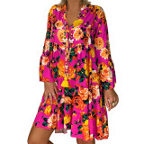 Fashion New Printed Long Sleeve Plus Size Dress