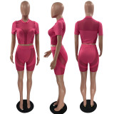 Sexy Mesh Gauze Stitching Hollow Perspective Two-piece Set