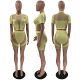 Sexy Mesh Gauze Stitching Hollow Perspective Two-piece Set