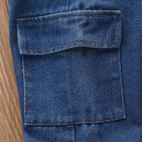Girls' Fashionable Big Pocket Casual Pants