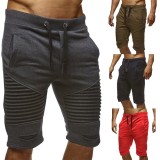 Wrinkled Casual Slim Fit Tethered Track Shorts