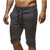 Wrinkled Casual Slim Fit Tethered Track Shorts