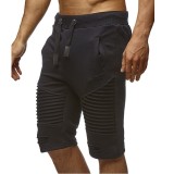 Wrinkled Casual Slim Fit Tethered Track Shorts