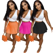 Sexy V-Neck Contrast Pleated Skirt Two-Piece Set
