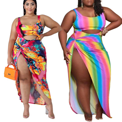 Fashion Print Plus Size Swimsuit Two Piece