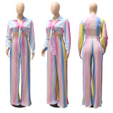 Stand-up Collar Top + Straight Wide Leg Pants Two-piece Set