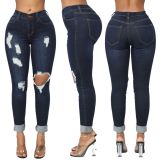 Fashion Versatile Stretch High Waist Ripped Skinny Jeans