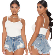 Fashion All-match Slim Ripped Denim Shorts