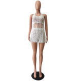 Sexy Sheer Knitted Handmade Fringed Beach Suit