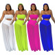 Fashion Sexy Women's Solid Color Mesh Two-piece Set