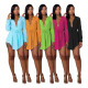 Solid Color Lace-Up Cardigan Shorts Two Piece Set