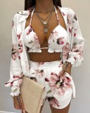 Fashion Sexy Summer Solid Color Print 3 Piece Set