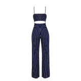 Sexy Slim Fit Striped Suspender Bow Jumpsuit