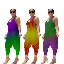 Trendy Loose Sexy Pattern Gradient Jumpsuit