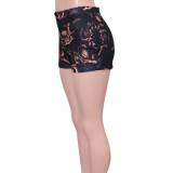 Casual Stretch Snake Print Shorts