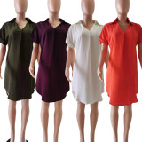 Spring/Summer Fashion Solid Color Shirt Dress