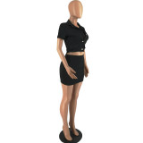 Short Sleeve Slim Fit Half Body Hip Skirt Suit
