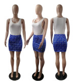 Sleeveless Bodysuit Print Mini Skirt Set