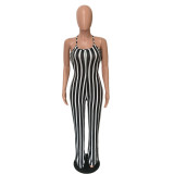 Sexy Striped Backless Sexy Jumpsuit