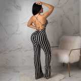 Sexy Striped Backless Sexy Jumpsuit