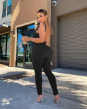Tank Top Thread Casual Solid Color Jumpsuit