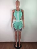Cutout Sleeveless Panel Skinny Casual Sports Jumpsuit