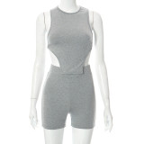 Sexy Sleeveless Tie Rope Vest Casual Sports Suit