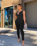 Tank Top Thread Casual Solid Color Jumpsuit