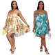 Summer Suspender Print Beach Dress