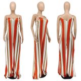 Fashion Stripes Trend Sling Pocket Jumpsuit