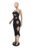 Solid Color Wrap Breast Cutout Dress