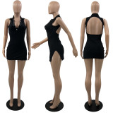 Sexy Split V-Neck Backless Dress