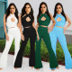 Sexy Halterneck Sleeveless Cutout Two-piece Set
