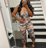 Sexy Loose Sling Fashion Camouflage Jumpsuit