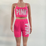 Fashion Casual Solid Color Camisole Top Shorts Two Piece Set