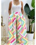 Printed Casual Fashion Wide Leg Pants