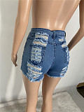 Stylish Ripped And Flower Washed Super Short Jeans