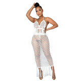 Knitted Suit Cutout Swimsuit Beach Blouse Two-piece Set