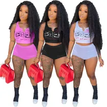Sexy Pit Strip Print Two-piece Set