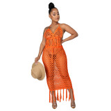 Knitted Suit Cutout Swimsuit Beach Blouse Two-piece Set