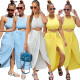 Vest Irregular Pleated Skirt Two Piece Set