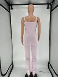 Solid Color Backless Sexy Jumpsuit