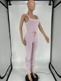 Solid Color Backless Sexy Jumpsuit