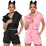 Casual Hooded Zip Pocket Sports Two Piece