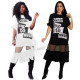 Fashion T-Shirt Letter Mesh Yarn Tank Top Skirt Two-piece Set