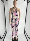 Fashion Sexy Camisole V-Neck Pants Casual Two-piece Set