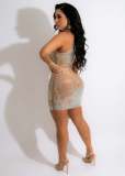 Mesh Perspective Hollow Outlet Package Hip Hot Diamond Sequin Dress