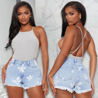 Stylish Fringed Straight-leg Denim Shorts