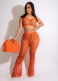 Hollow Perspective Beach Grid Sexy Fashion Two Piece Set