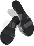 Flat Low Heel Round Toe Transparent Slip-On Slippers